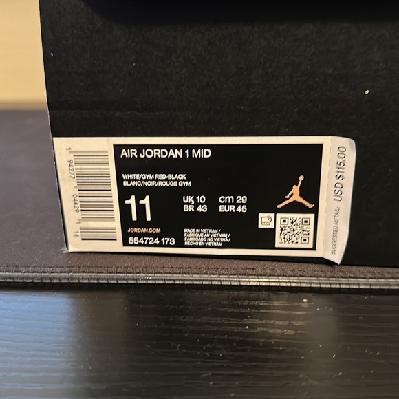 Nike Air Jordan Retro 1 Mid Chicago White Heel 2020 Sz 11